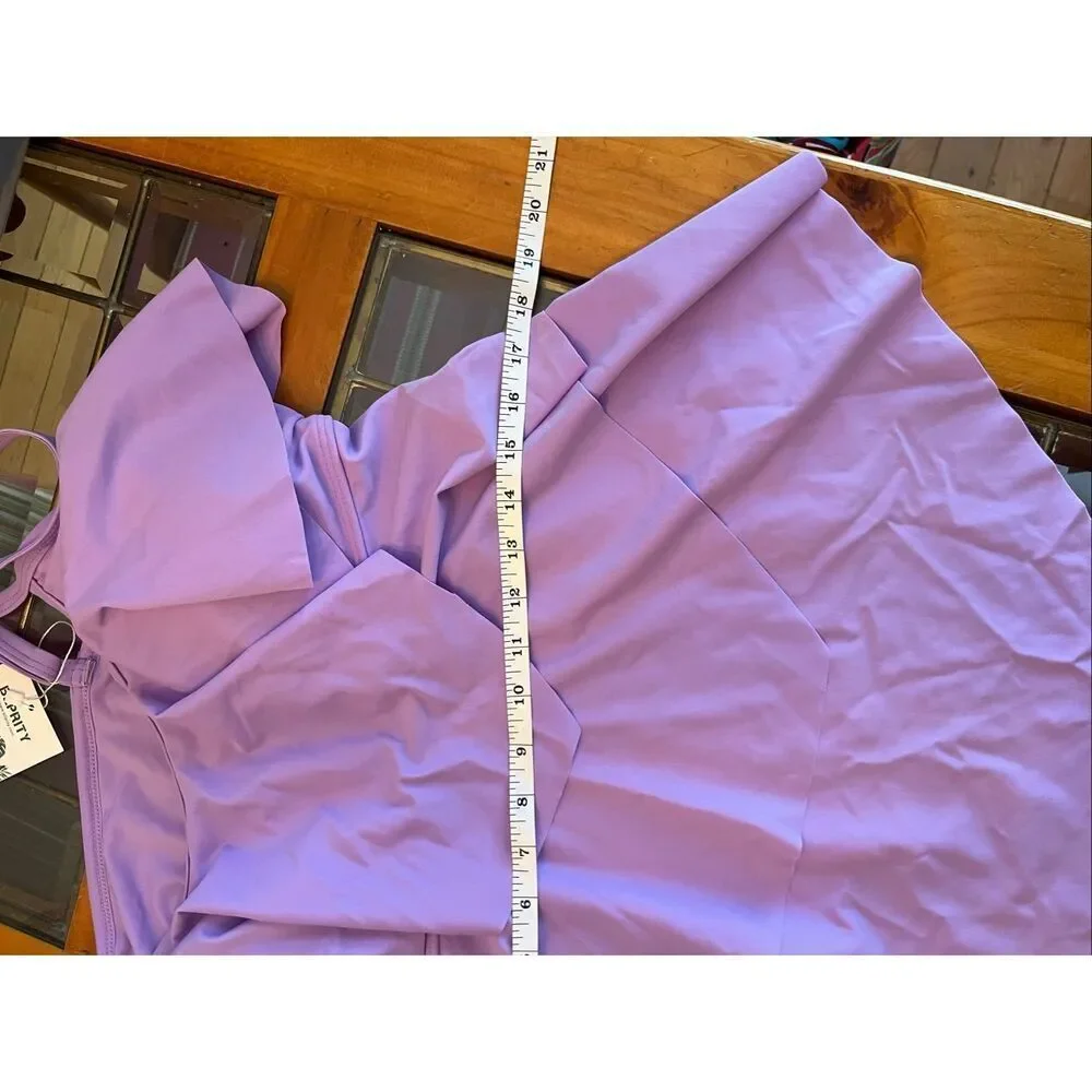 NWT B2prity Women's Tiered Ruffle Flounce Swimsuit Tankini Top Lavender Size 20W